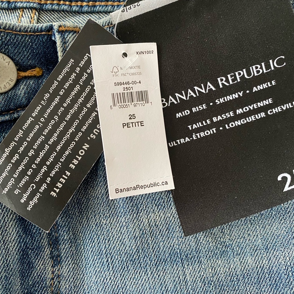 NWT Banana Republic Premium Denim MidRise Skinny Ankle Jeans Size 25 Petite - Picture 14 of 15